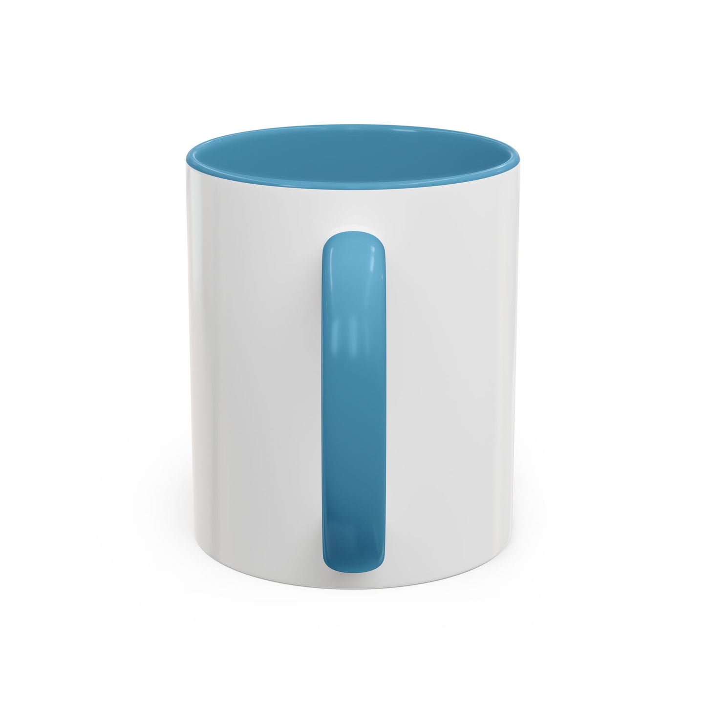White and sky blue mug with two-tone badge (CV2)