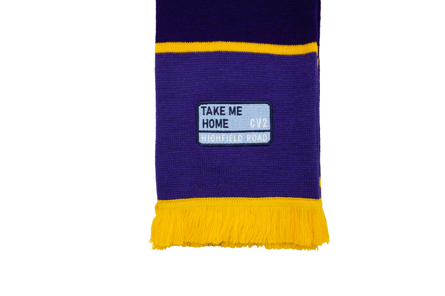 Purple scarf with sky blue embroidered badge (CV2)