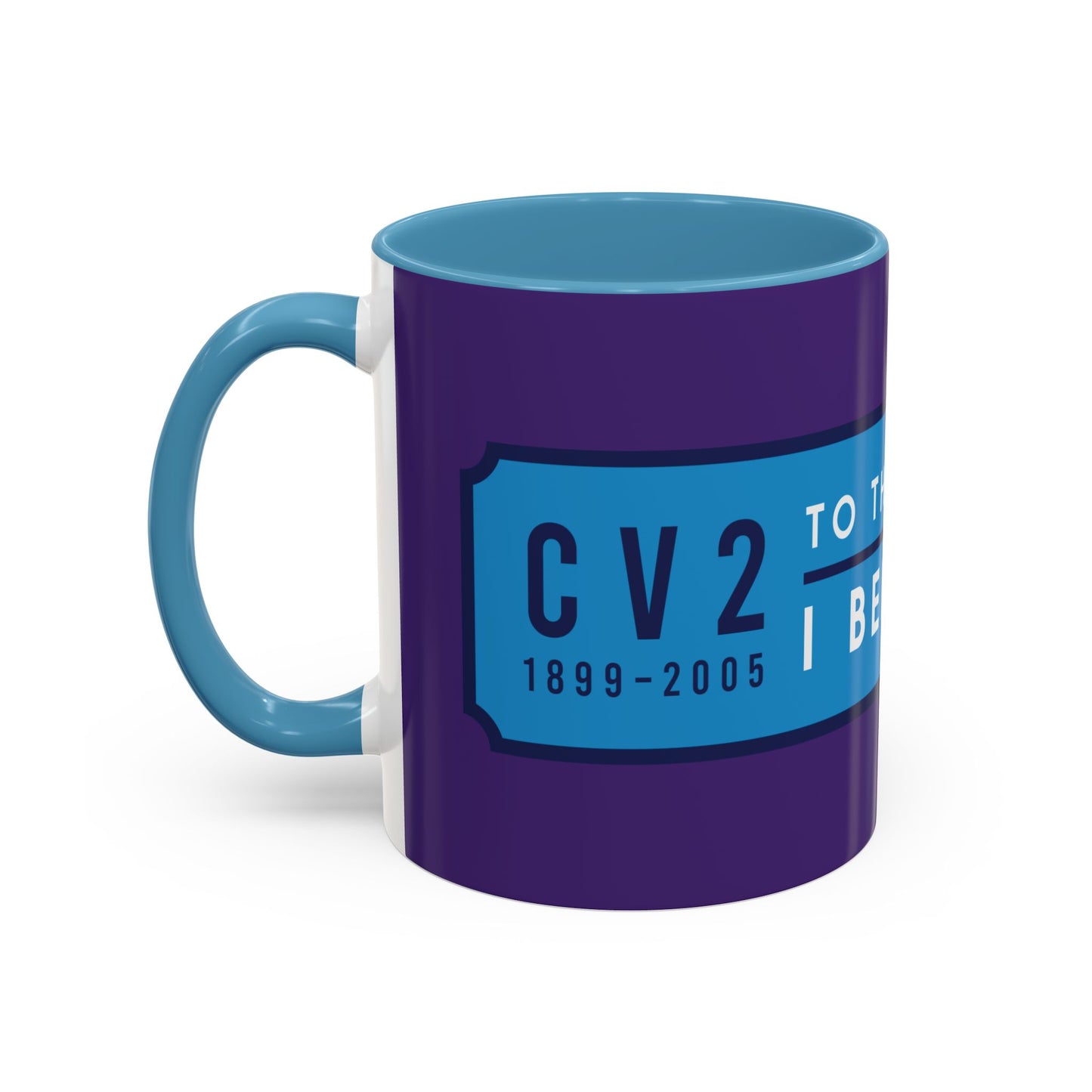 Purple and sky blue mug with sky blue badge (CV2-CV6)