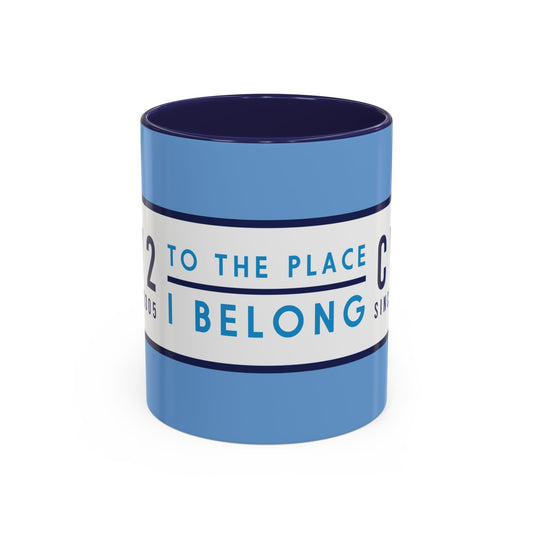 Sky blue and navy blue mug with white badge (CV2-CV6)