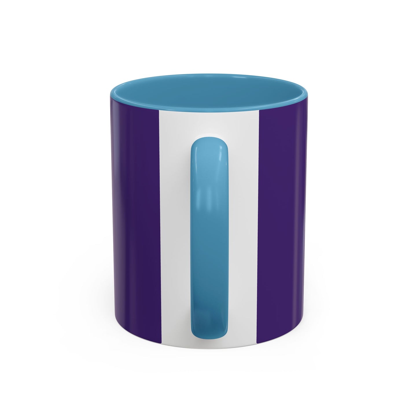Purple and sky blue mug with sky blue badge (CV2)