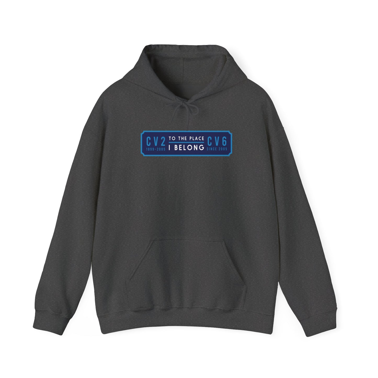 Hooded sweatshirt with navy blue badge (CV2-CV6)