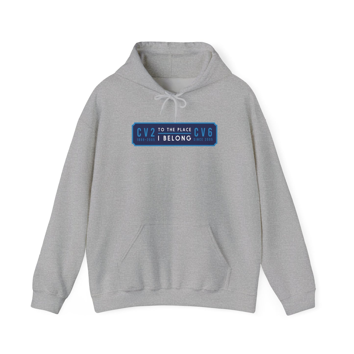 Hooded sweatshirt with navy blue badge (CV2-CV6)