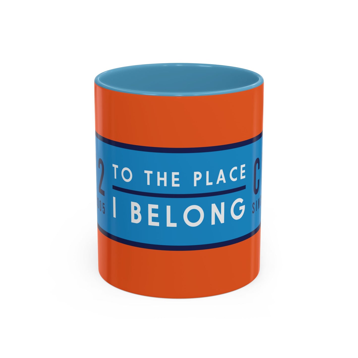 Orange and sky blue mug with sky blue badge (CV2-CV6)