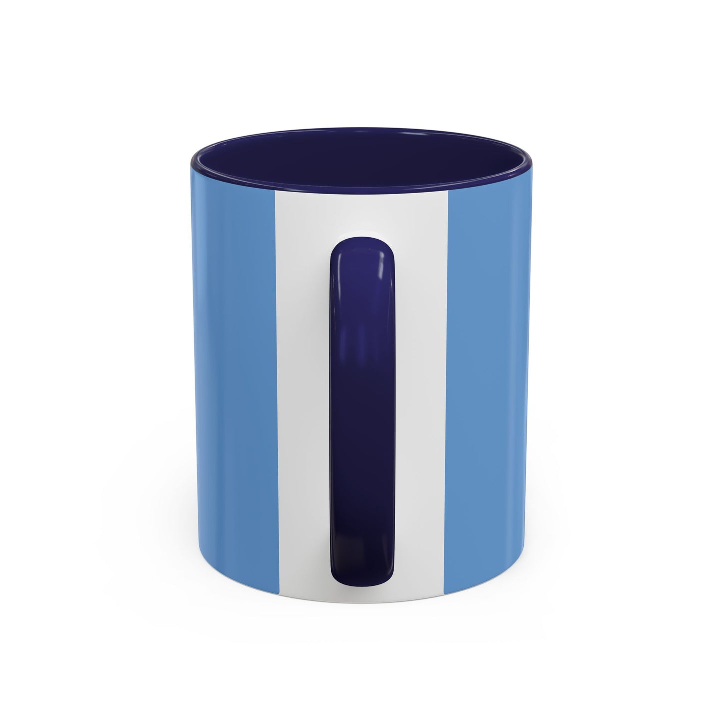 Sky blue and navy blue mug with white badge (CV2)