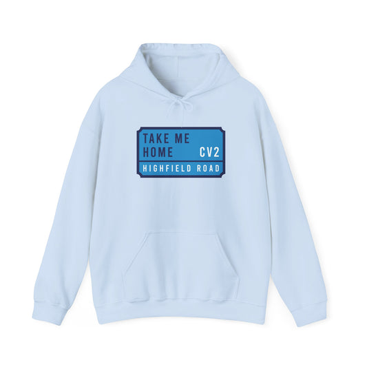 Hooded sweatshirt with sky blue badge (CV2)