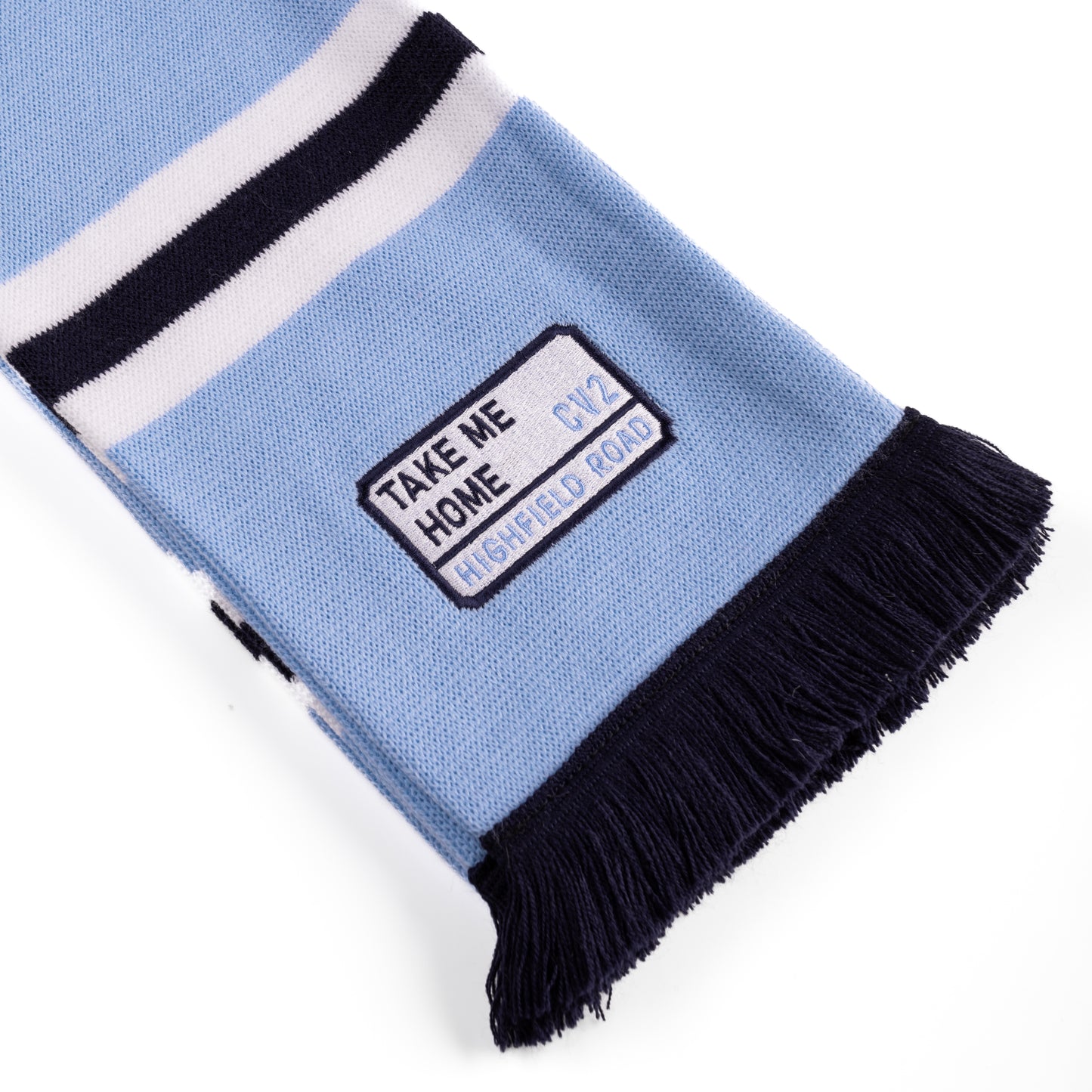 Sky blue scarf with white embroidered badge (CV2)