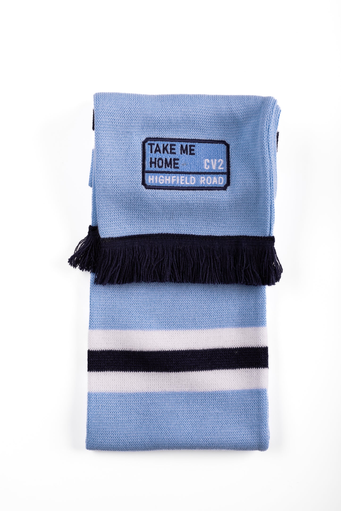 Sky blue scarf with sky blue embroidered badge (CV2)