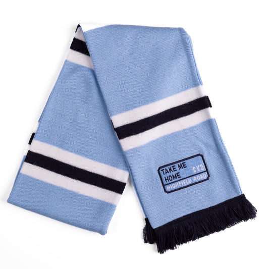 Sky blue scarf with sky blue embroidered badge (CV2)