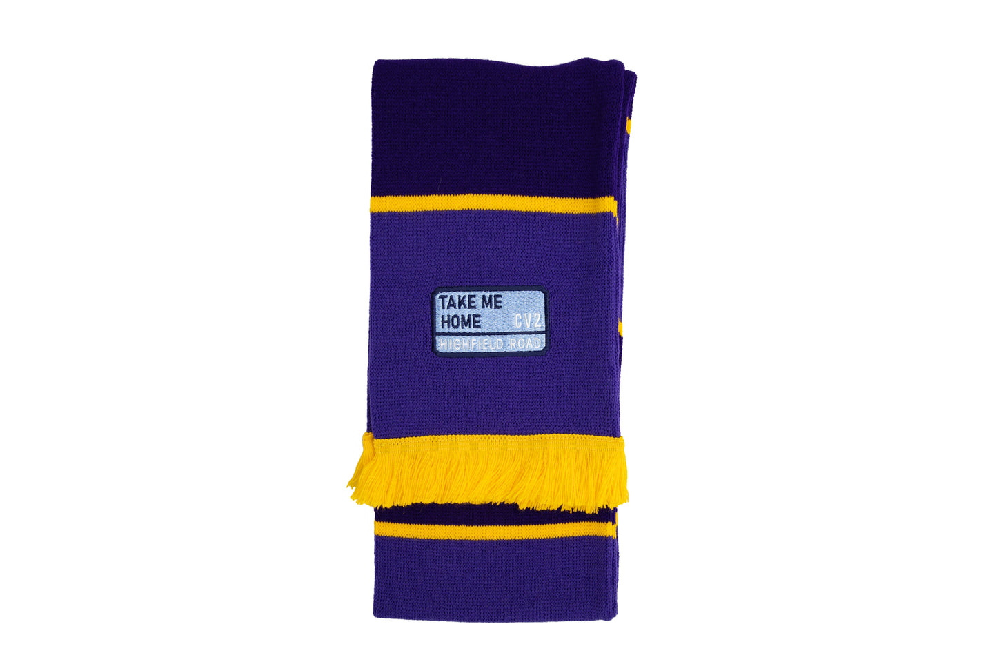Purple scarf with sky blue embroidered badge (CV2)