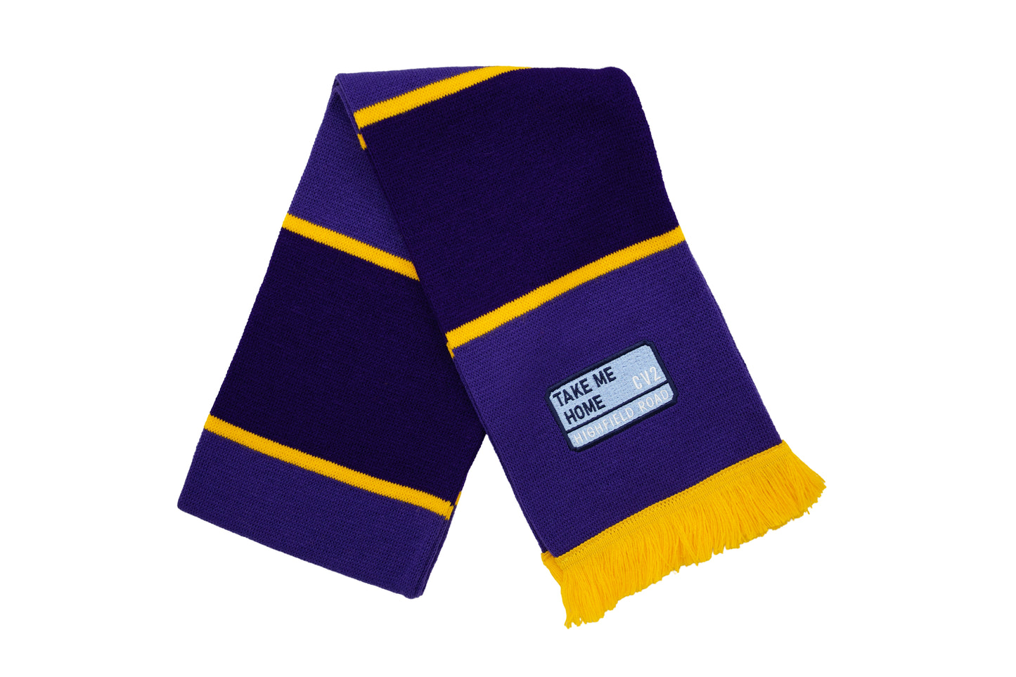 Purple scarf with sky blue embroidered badge (CV2)