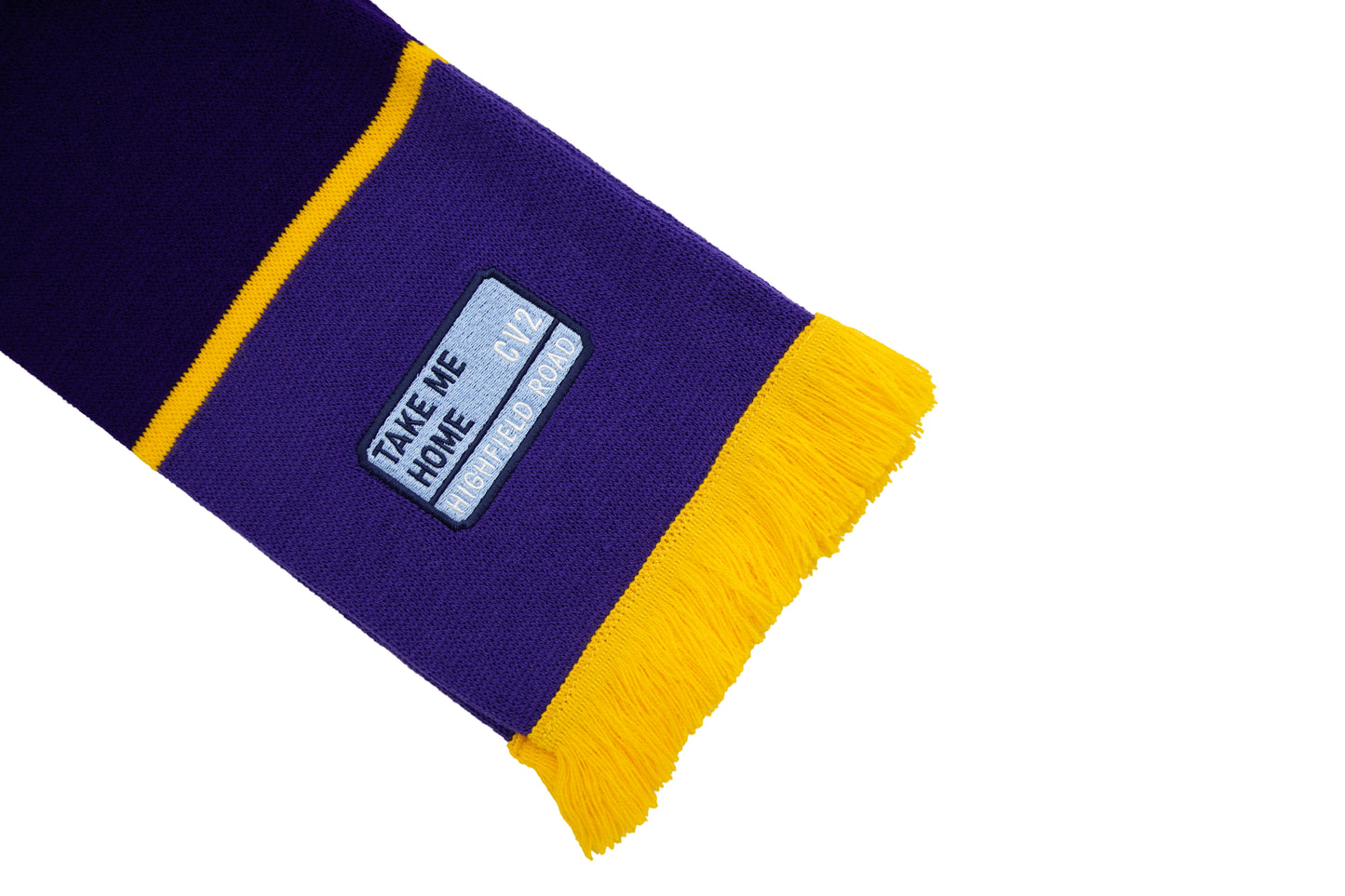 Purple scarf with sky blue embroidered badge (CV2)