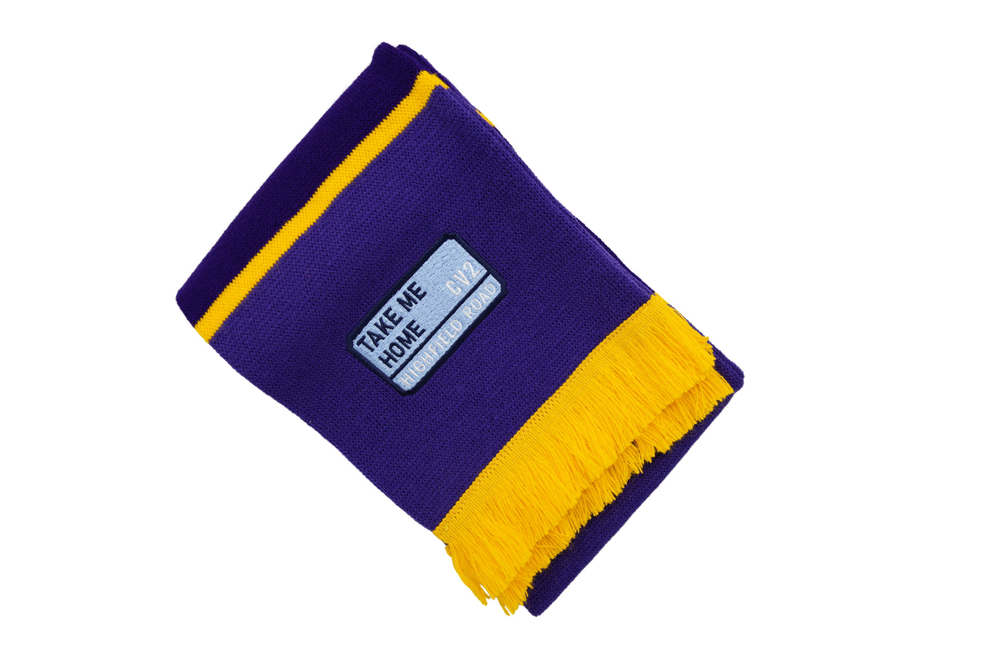 Purple scarf with sky blue embroidered badge (CV2)