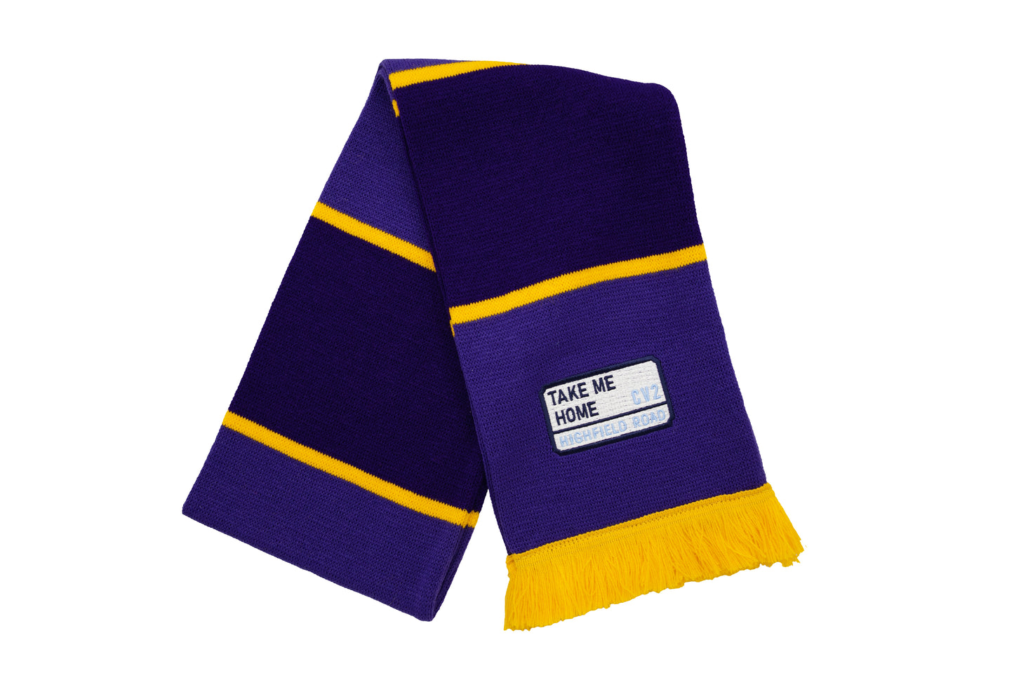 Purple scarf with white embroidered badge (CV2)