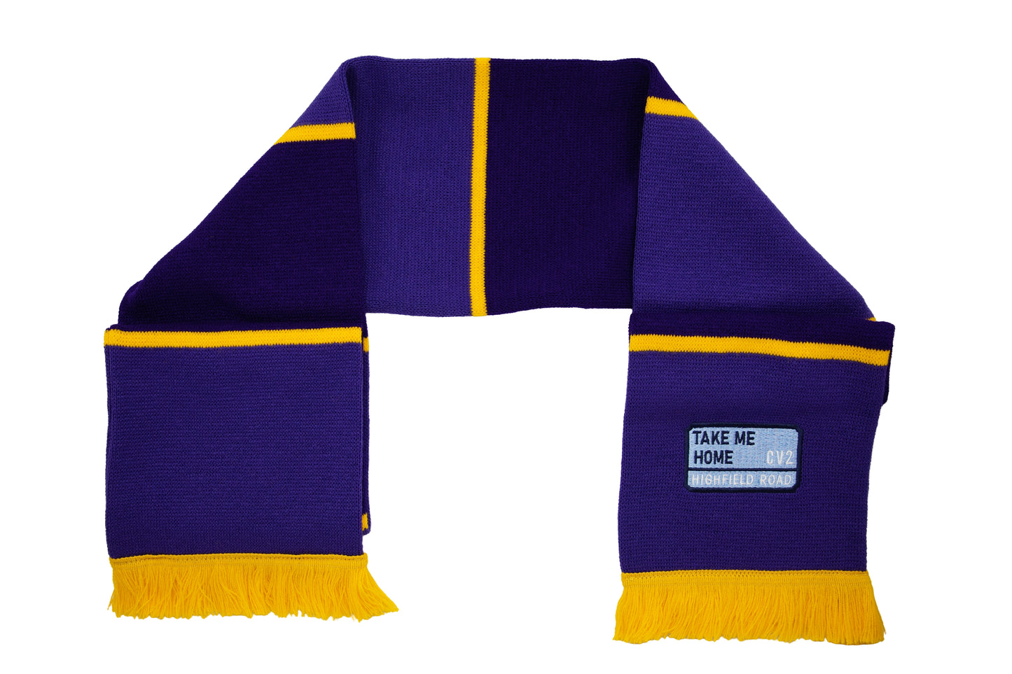 Purple scarf with sky blue embroidered badge (CV2)