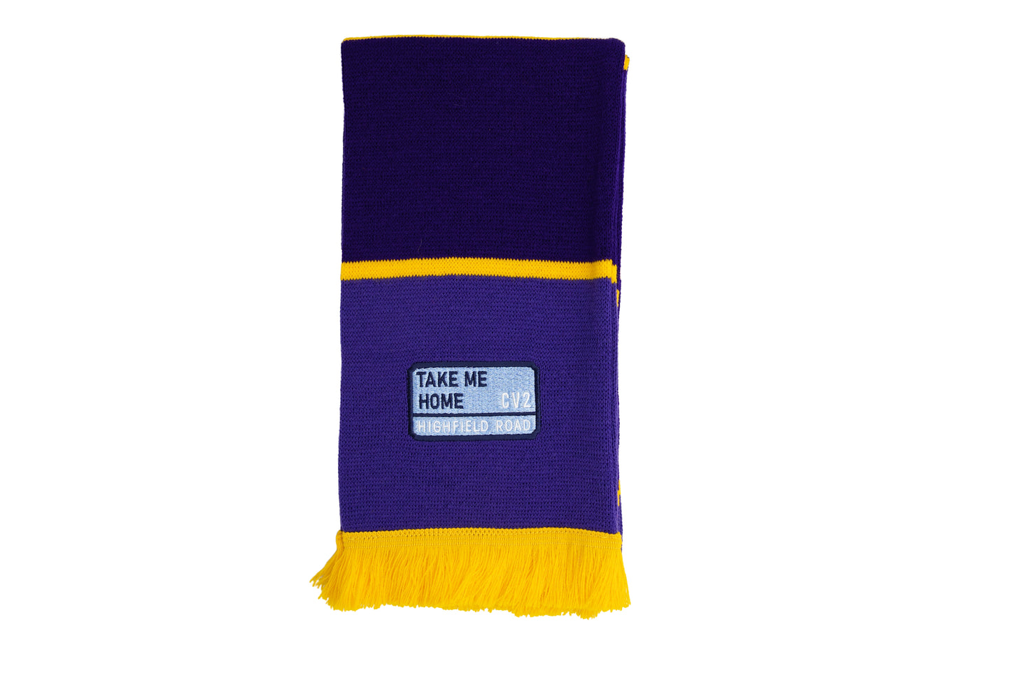 Purple scarf with sky blue embroidered badge (CV2)