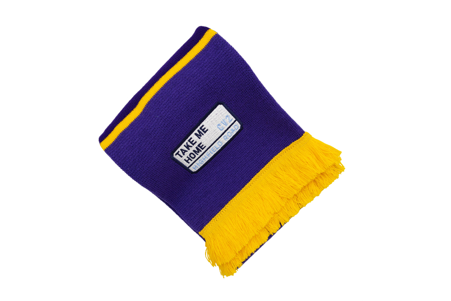 Purple scarf with white embroidered badge (CV2)