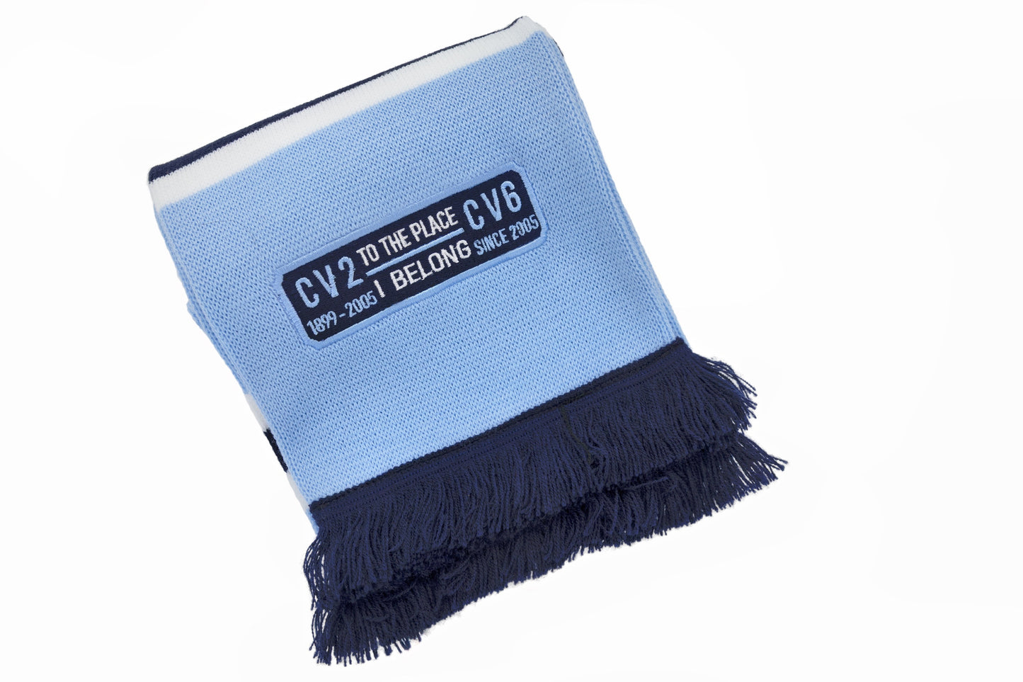 Sky blue scarf with navy blue embroidered badge (CV2-CV6)