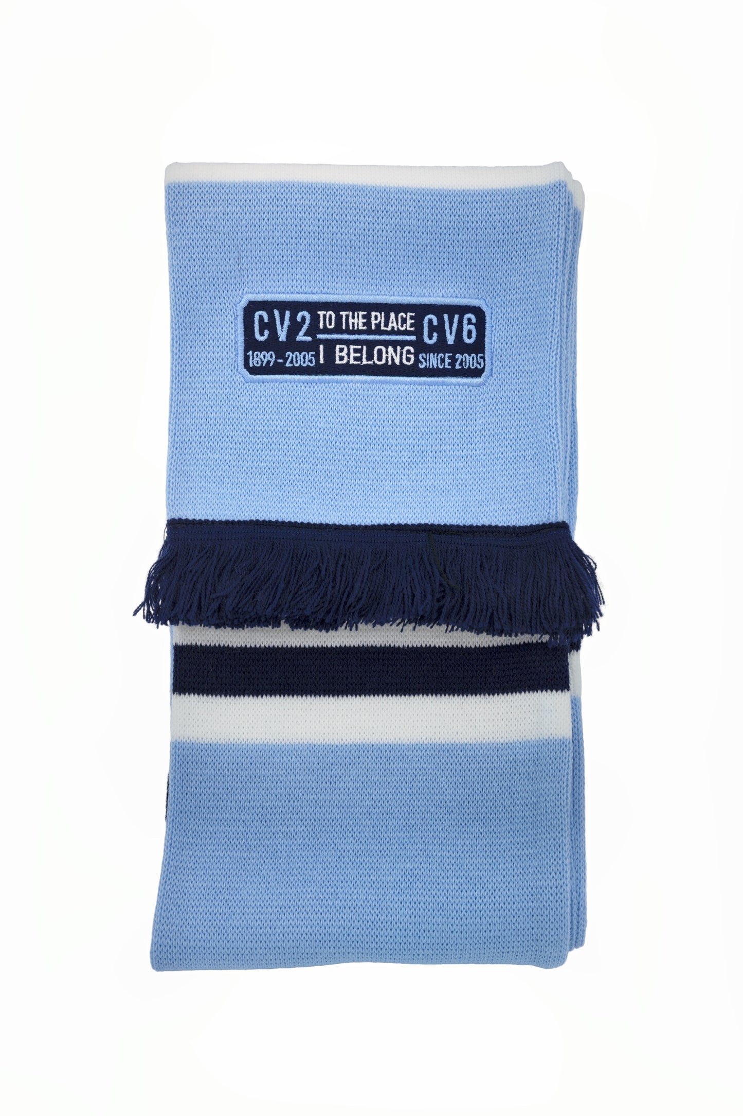 Sky blue scarf with navy blue embroidered badge (CV2-CV6)