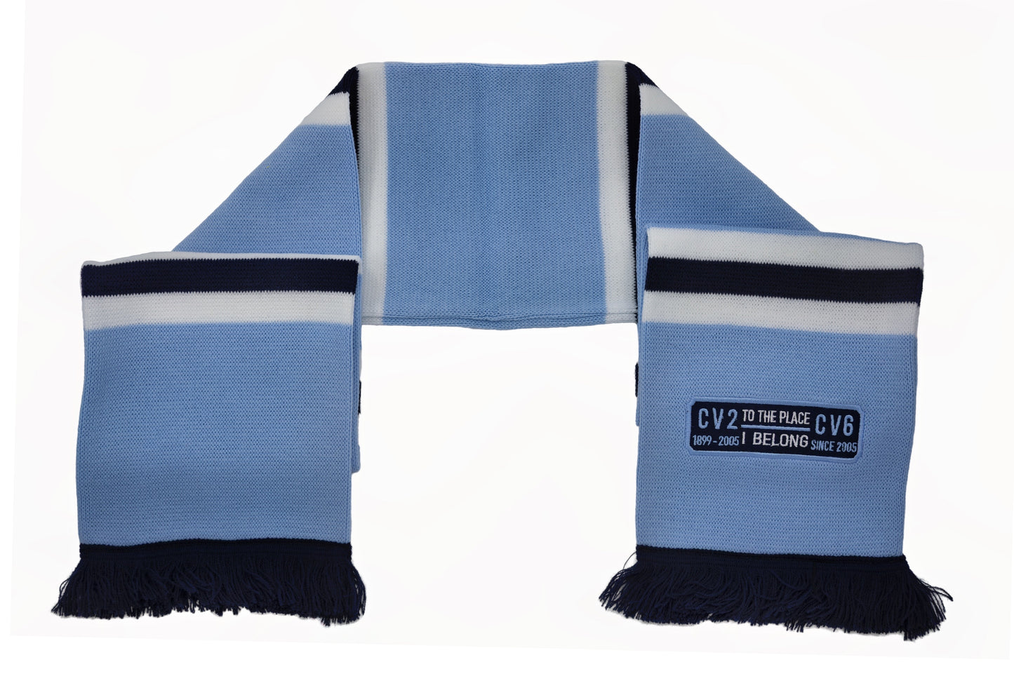 Sky blue scarf with navy blue embroidered badge (CV2-CV6)