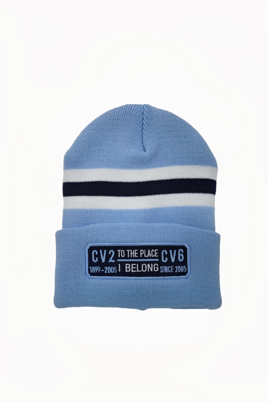 Sky blue hat with navy blue embroidered badge (CV2-CV6)