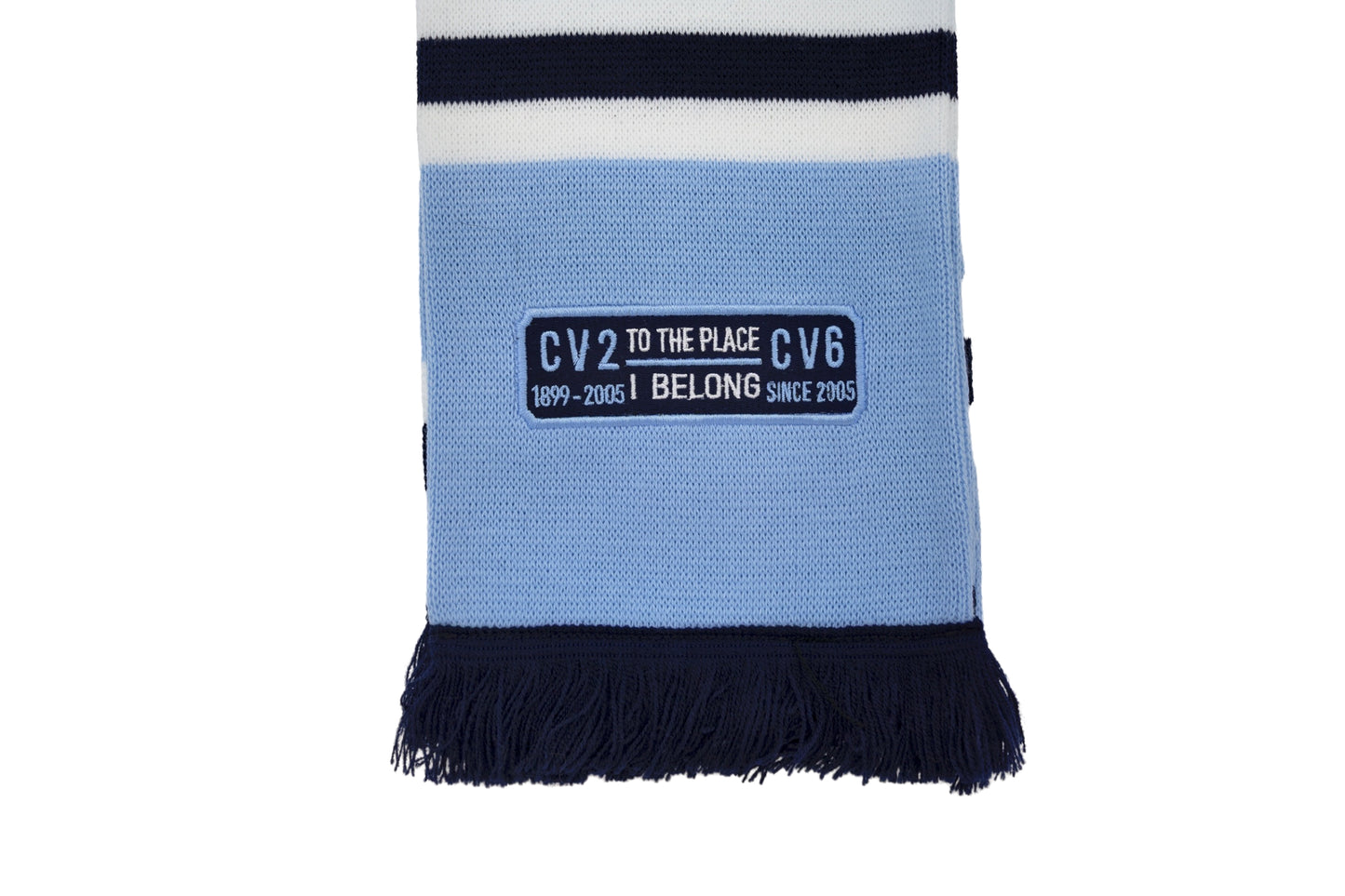 Sky blue scarf with navy blue embroidered badge (CV2-CV6)