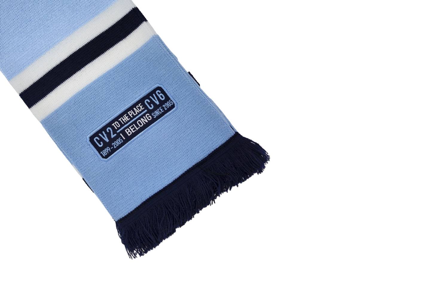 Sky blue scarf with navy blue embroidered badge (CV2-CV6)