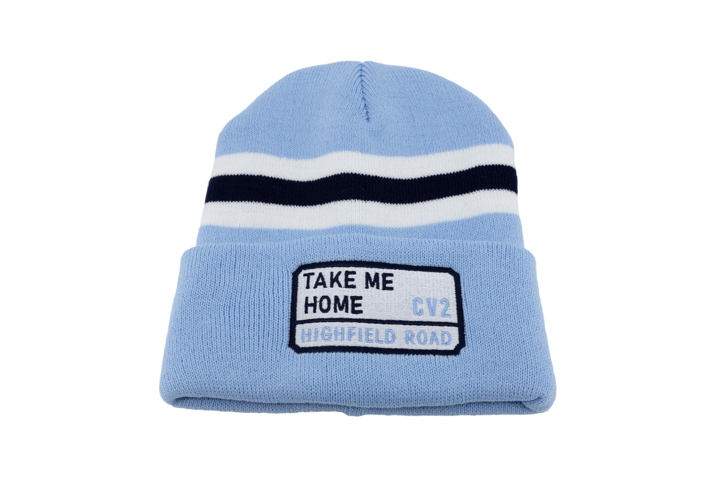 Sky blue hat with white embroidered badge (CV2)