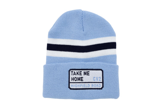 Sky blue hat with white embroidered badge (CV2)